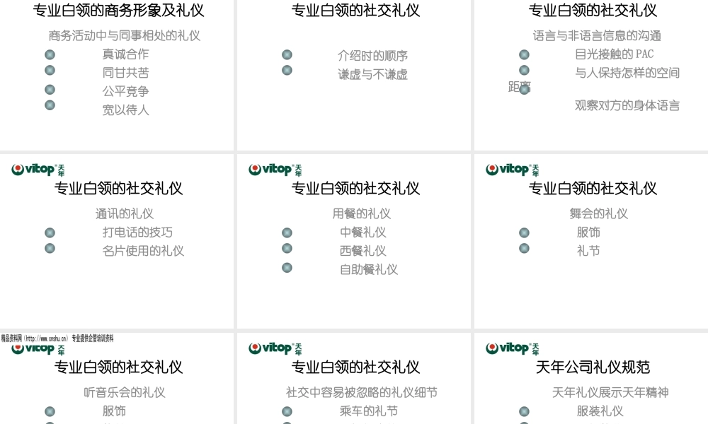 专业白领的商务形象及礼仪(ppt 30页)