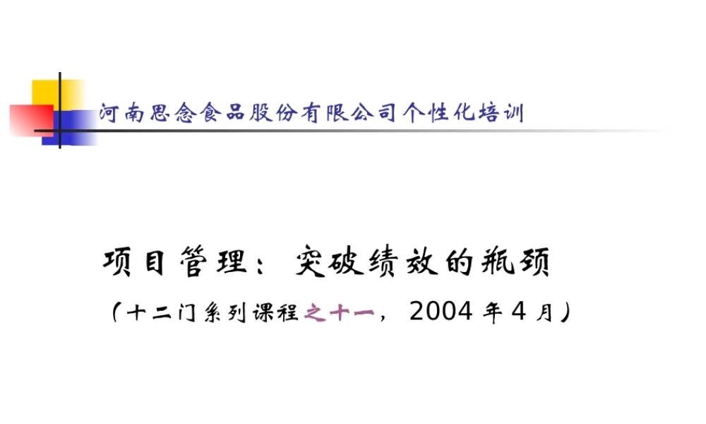 《思念食品项目管理培训》