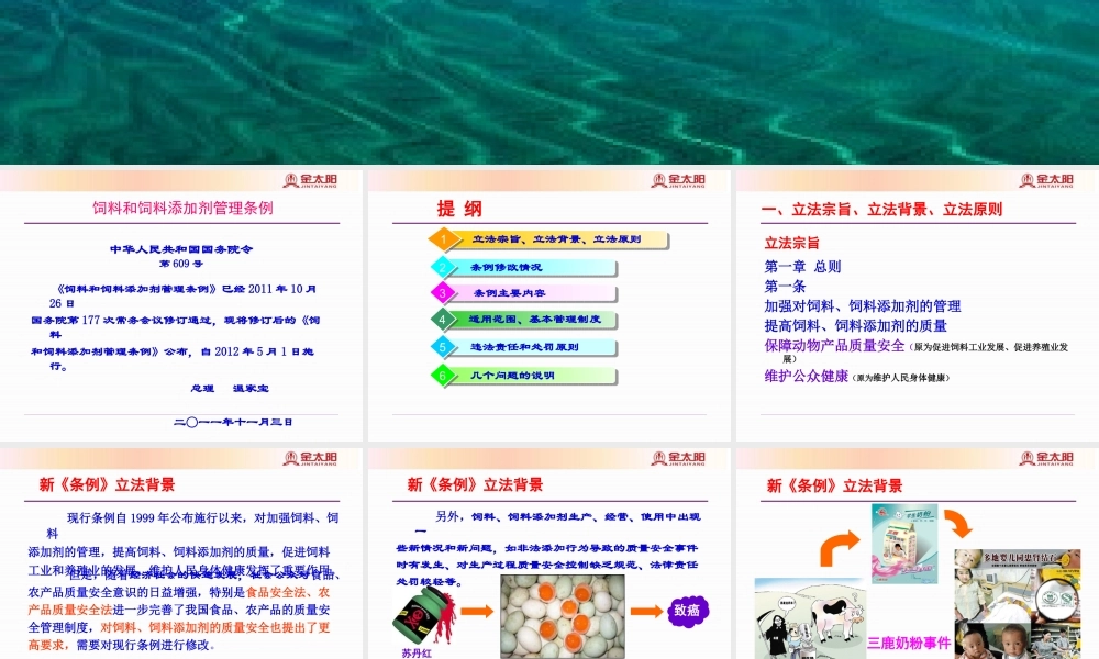《饲料和饲料添加剂管理条例》演示稿