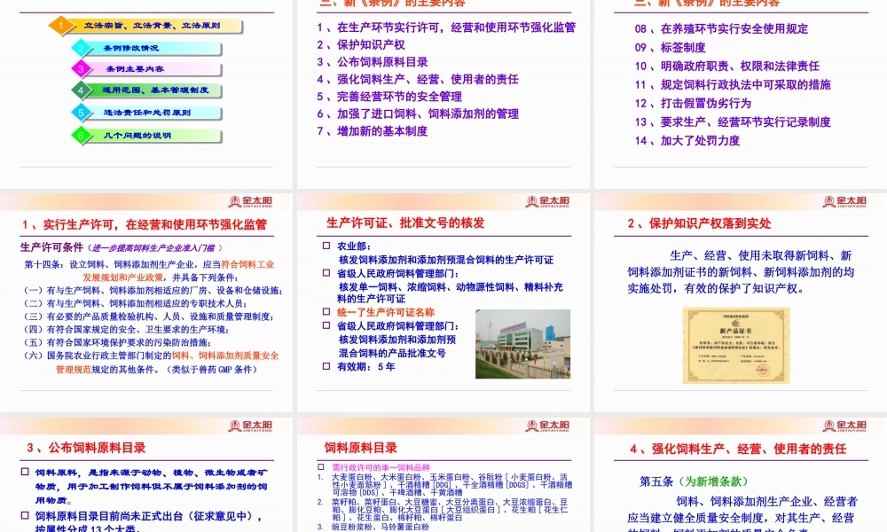 《饲料和饲料添加剂管理条例》演示稿