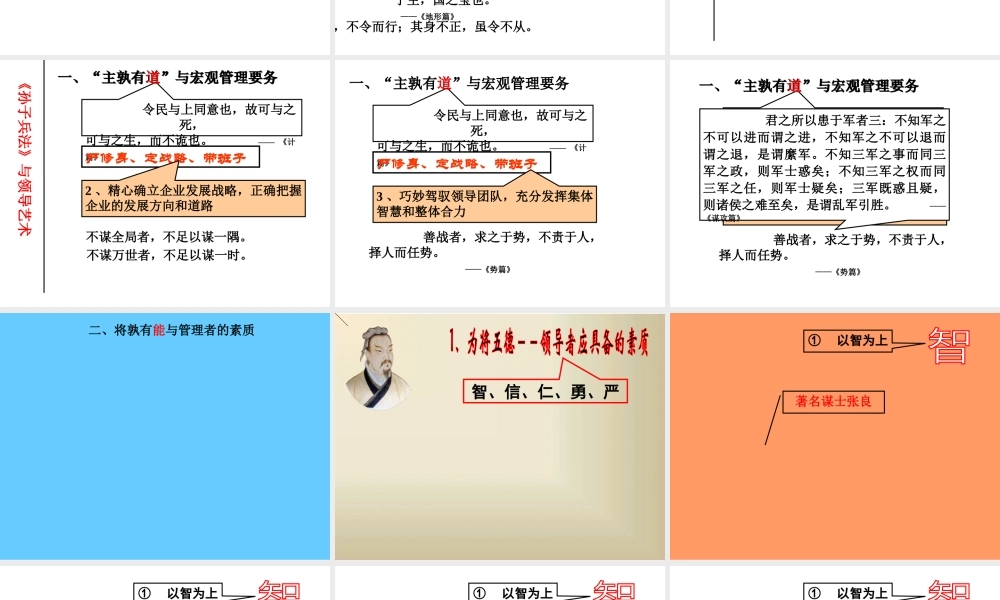 《孙子兵法》与领导管理艺术一天