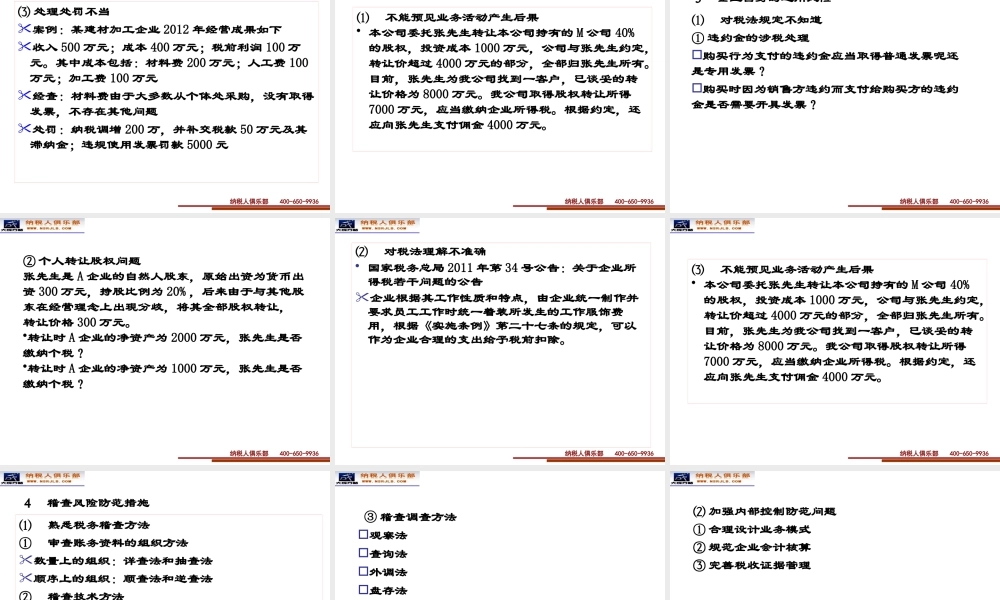 XXXX年税务稽查风险防范及企业应对策略_XXXX315-16