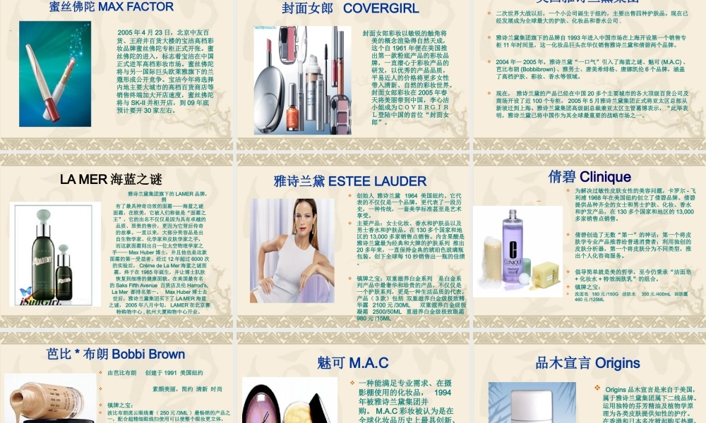 专业百货招商知识之--化妆品品牌资料汇编