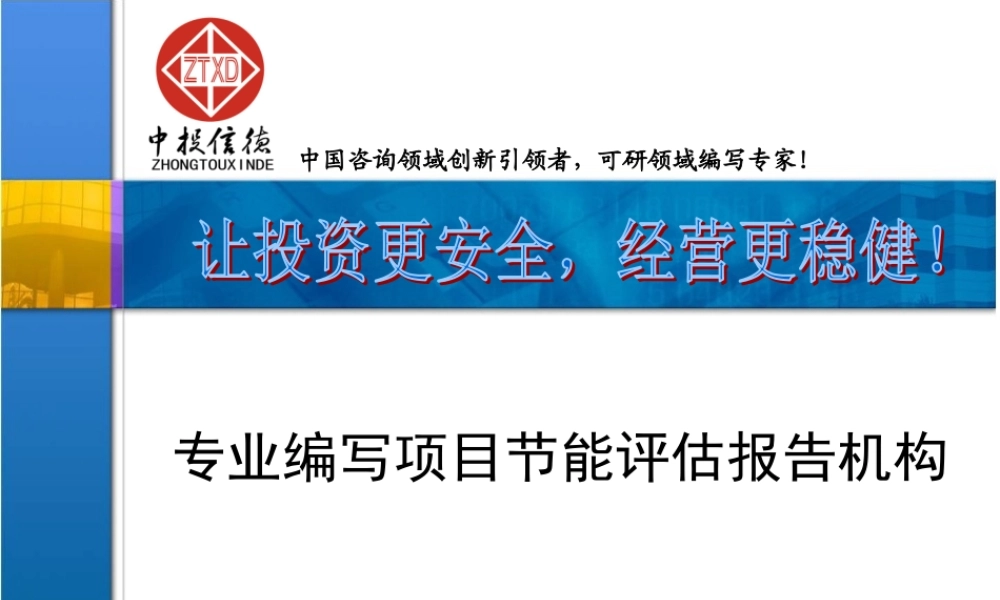 专业编写项目节能评估报告