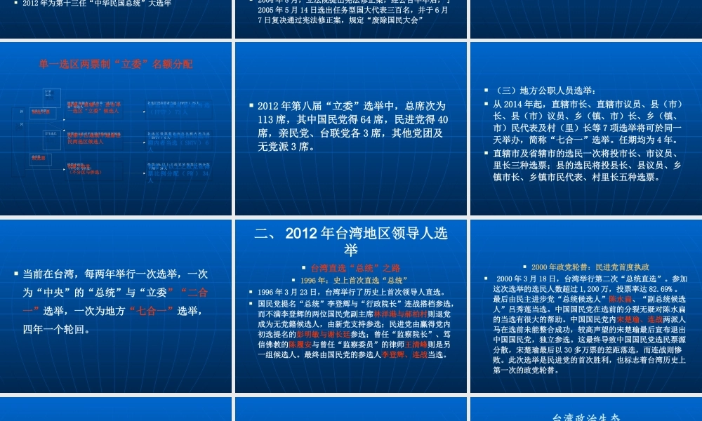 XXXX年台湾地区领导人选举与两岸和平发展形势