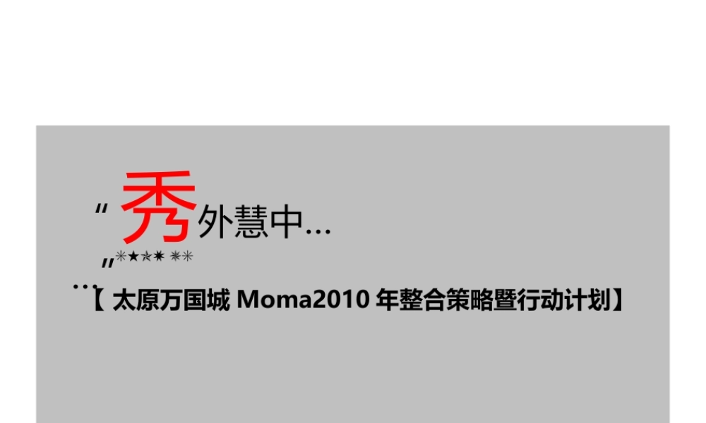 XXXX年太原万国城魔码整合策略暨行动计划
