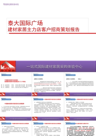 XXXX年泰大国际广场建材家居主力店客户招商策划报告(39