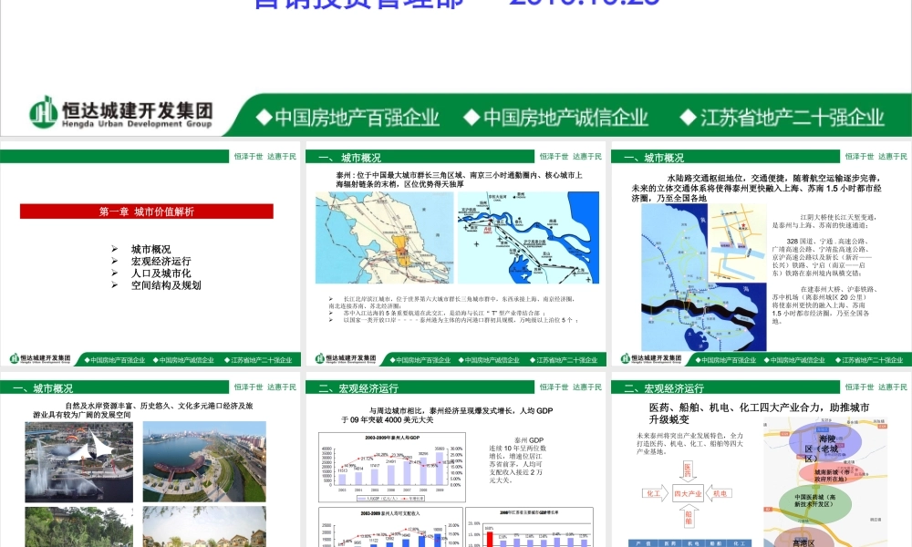 XXXX年泰州城市研究及可拓展项目简介