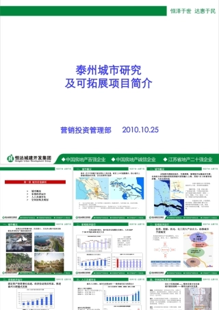 XXXX年泰州城市研究及可拓展项目简介
