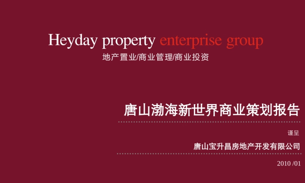 XXXX年天安伟业——唐山渤海新世界商业策划报告