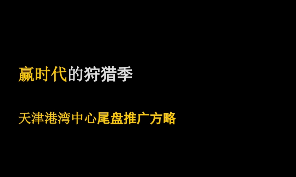 XXXX年天津港湾中心尾盘推广策划案