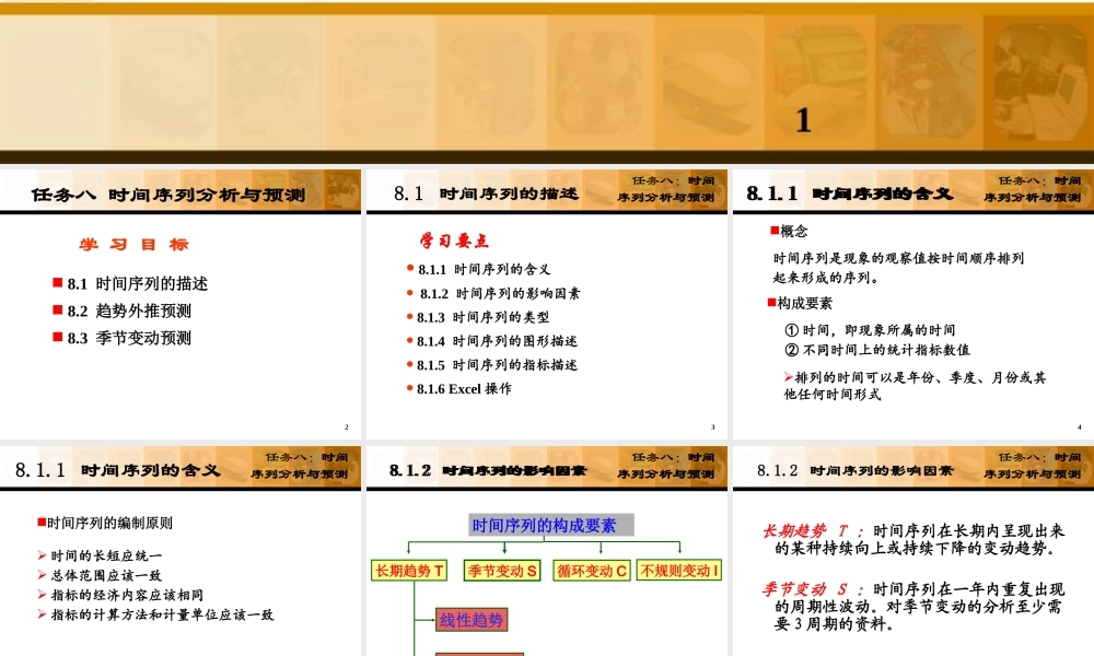 《统计学基础》任务8时间序列分析与预测