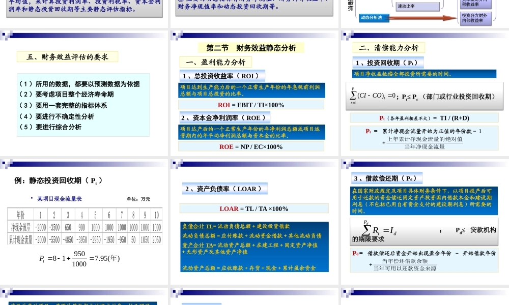 《投资项目评估》课件第六章_财务效益评述