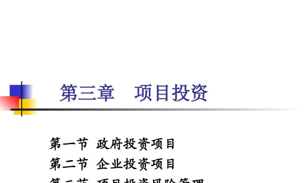 《投资学》第三章项目投资
