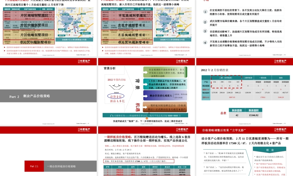 XXXX年武汉纳帕溪谷剩余产品价格策略
