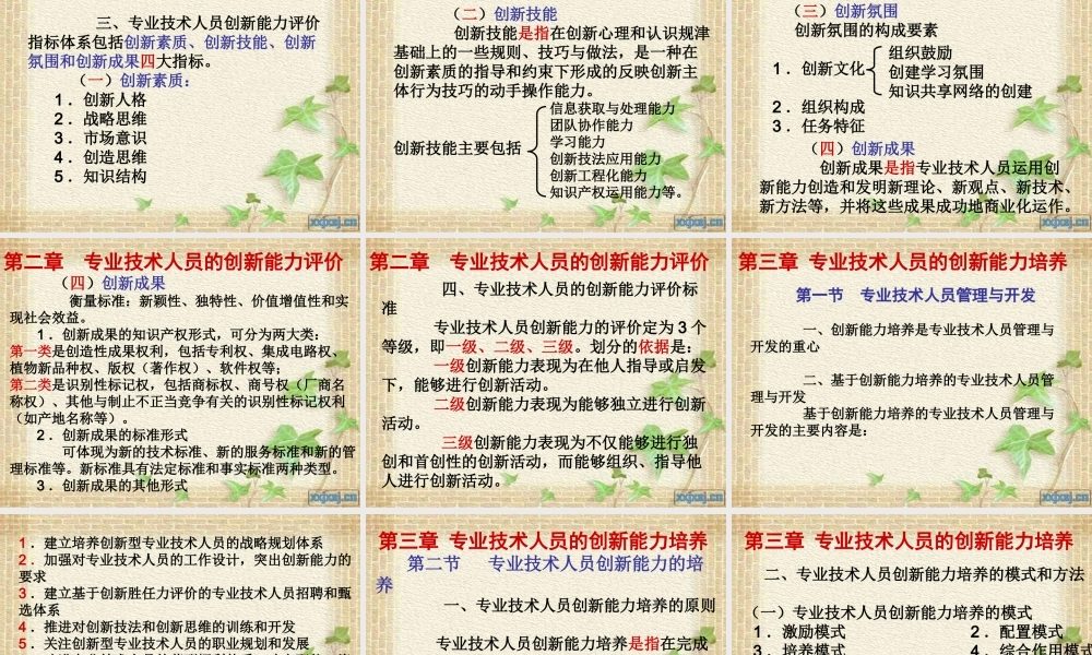 专业技术人员创新能力培养提高