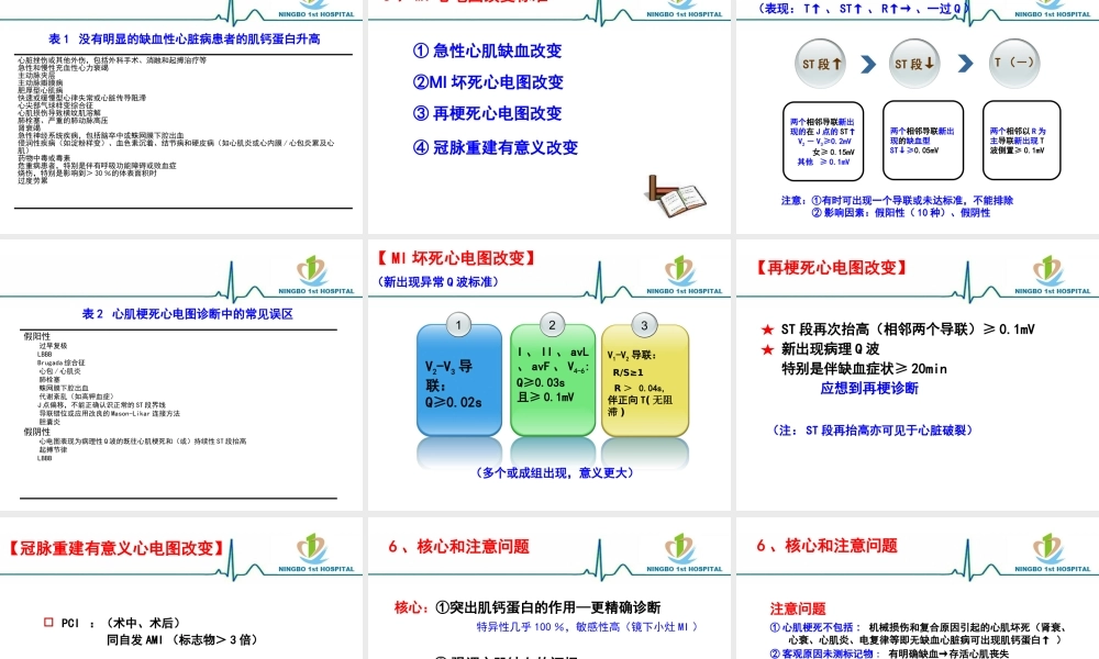 XXXX年心肌梗死再定义和心电图诊断新理念