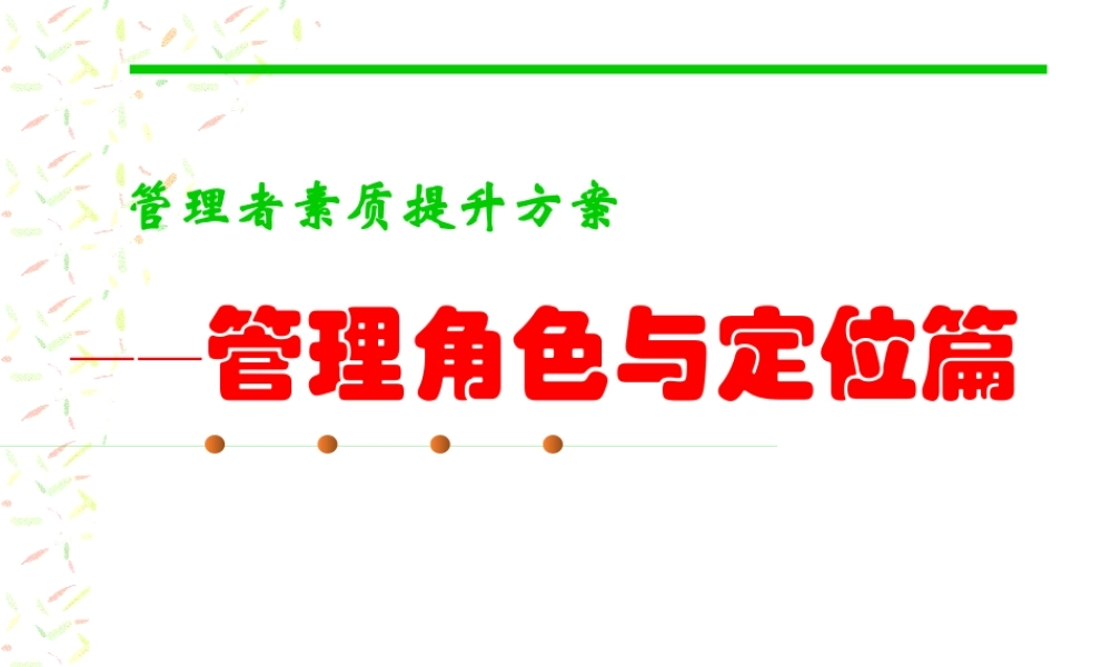 专业经理人训练