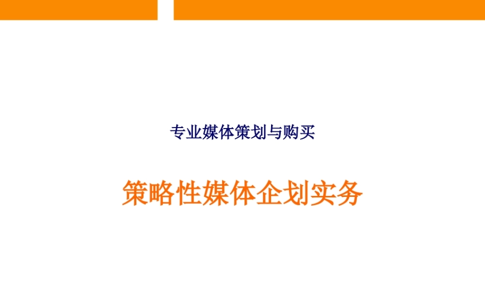 专业媒体策划与购买