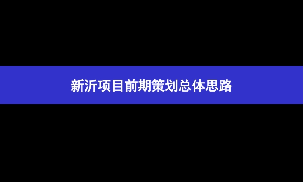 XXXX年新沂项目前期策划总体思路