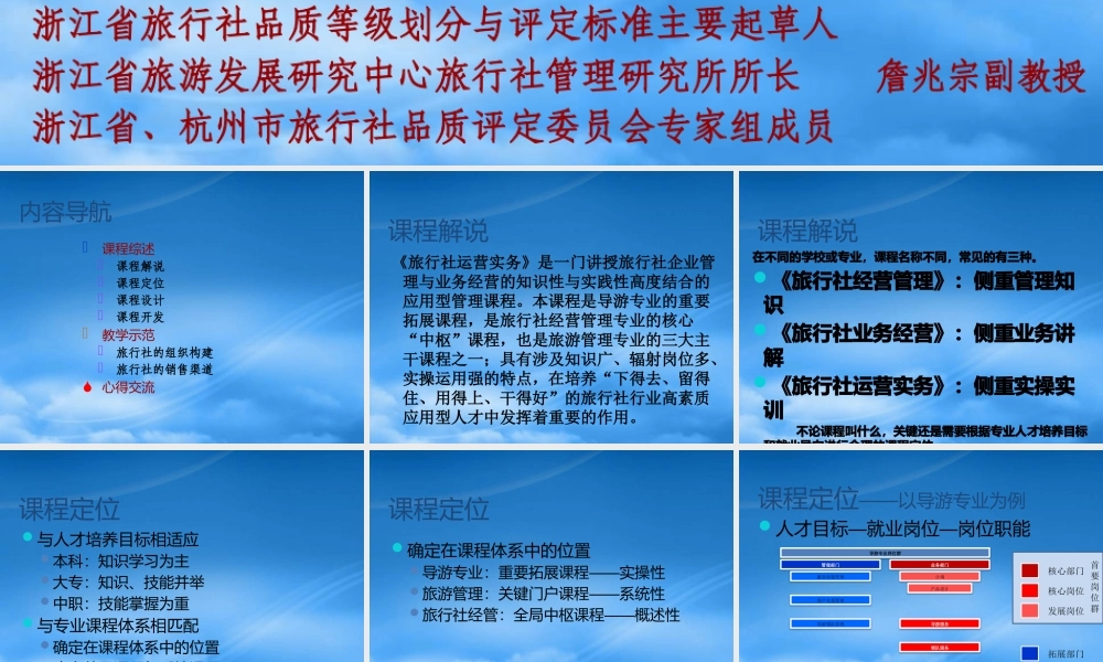 专业特色课教学示范与教学心得交流旅行社运营实务