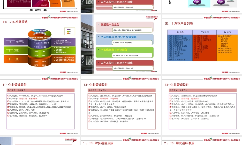 XXXX年用友畅捷通全线CJT产品画像T系列简介及定位规划策
