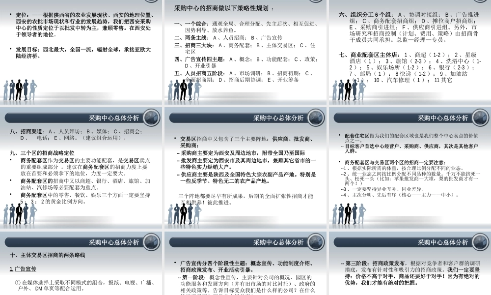 XXXX年雨润西安农副产品全球采购中心招商规划