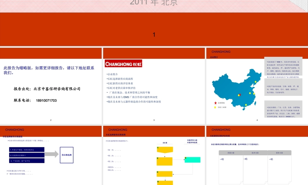 XXXX年长虹供应商选择体系报告(全)