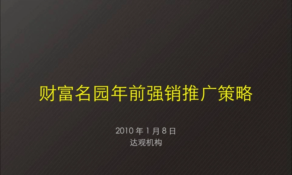 XXXX年长沙财富名园年前强销推广策略