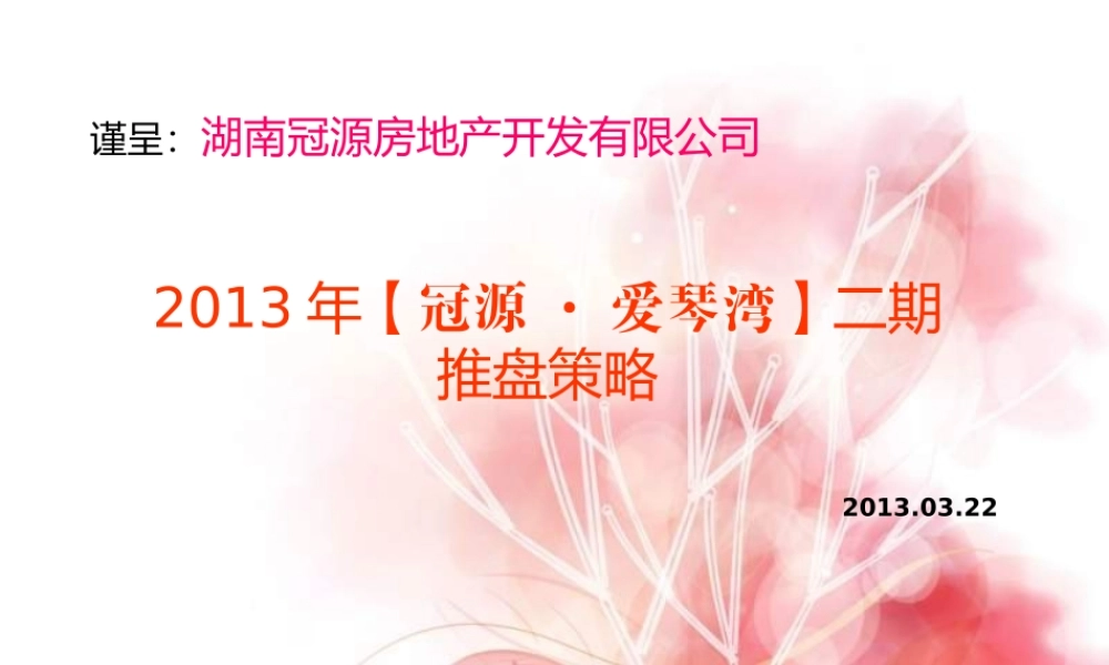 XXXX年长沙市宁乡县冠源·爱琴湾二期推盘策略