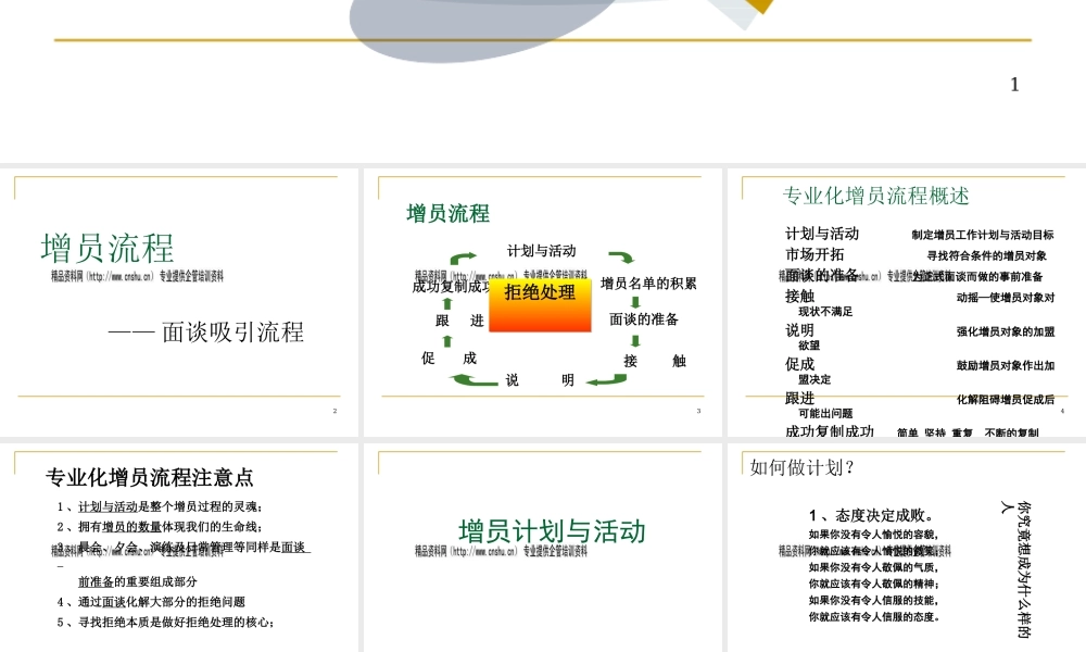 专业增员流程：面谈吸引流程