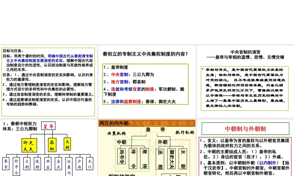 专制主义中央集权制度的演变