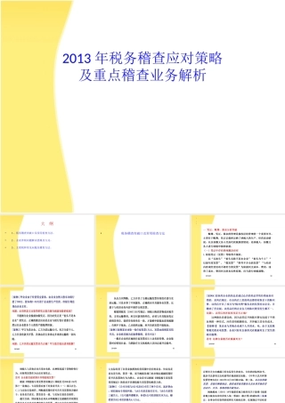 XXXX税务稽查应对策略及重点业务解析