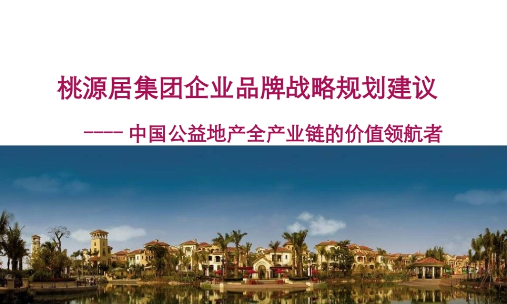 XXXX桃源居集团企业品牌战略规划建议(134p)