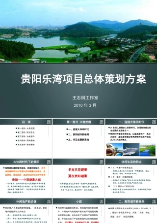 XXXX王志刚-贵阳乐湾项目总体策划方案