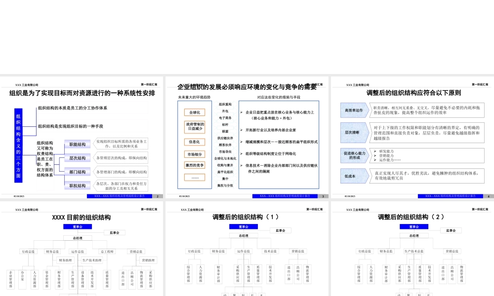 XXXX组织结构及管理流程设计报告