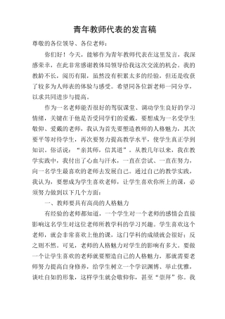 青年教师代表的发言稿