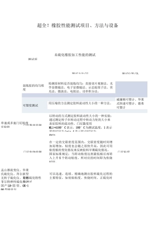 超全橡胶性能测试项目、方法与设备