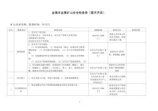 金属非金属矿山安全检查表(露天开采)