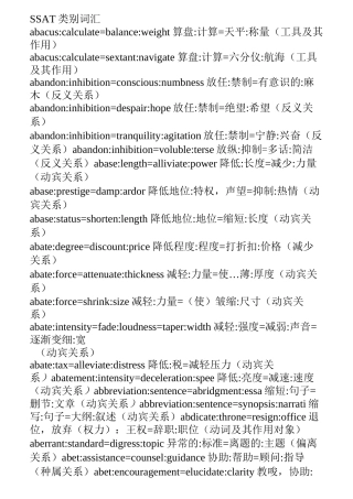 SSAT 类比词汇