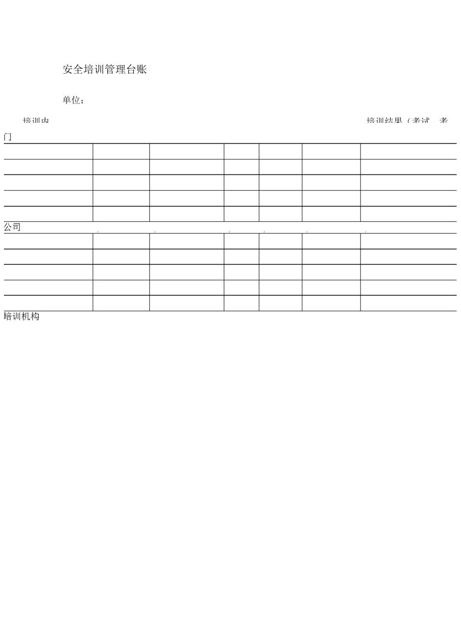 安全教育培训台账模板_第1页