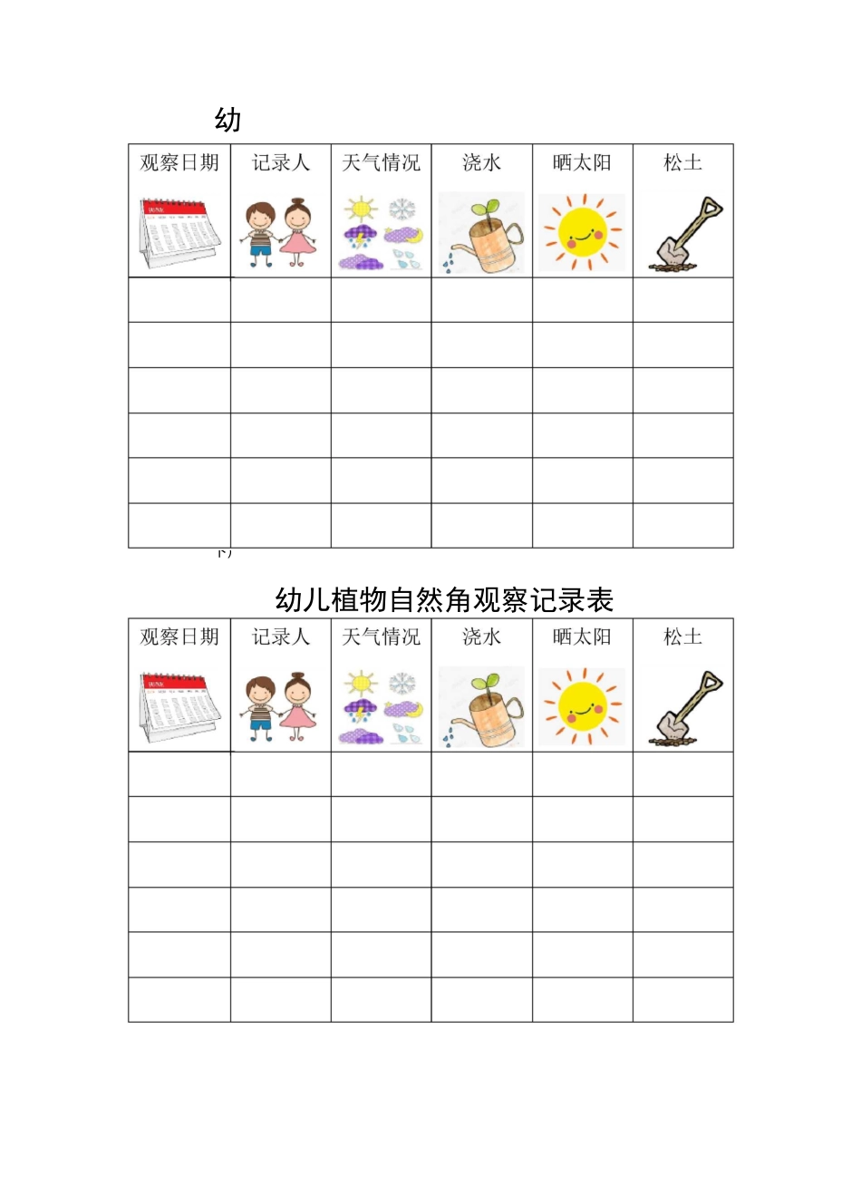 幼儿植物自然角观察记录表2_第1页