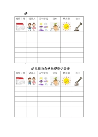 幼儿植物自然角观察记录表2