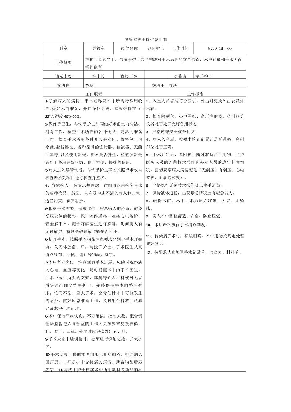 导管室岗位说明_第1页