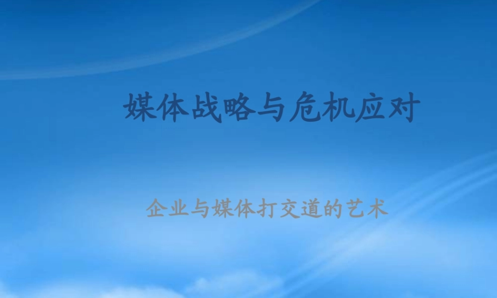 媒体战略和危机应对