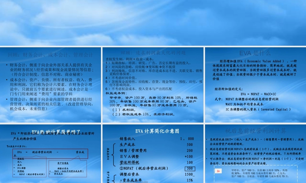 基于价值创造的财务绩效管理指标讲义