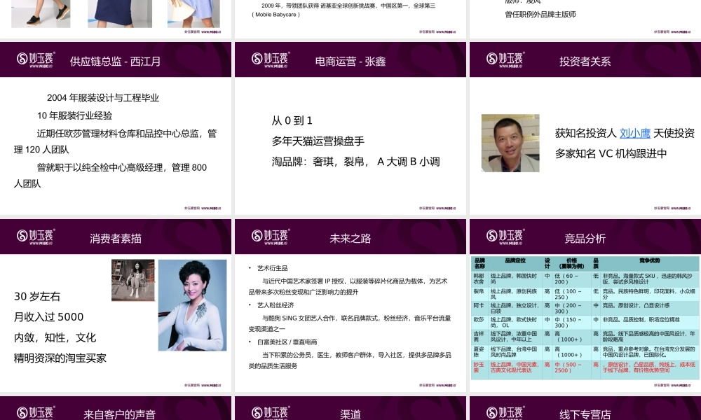 妙玉裳艺术文化衍生品平台商业计划书(PPT28页)