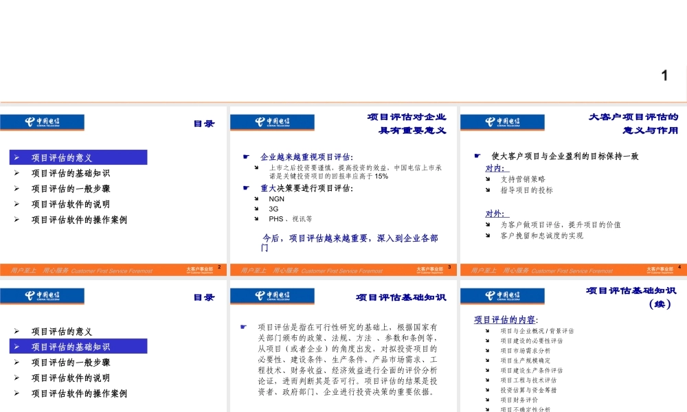 大客户项目评估