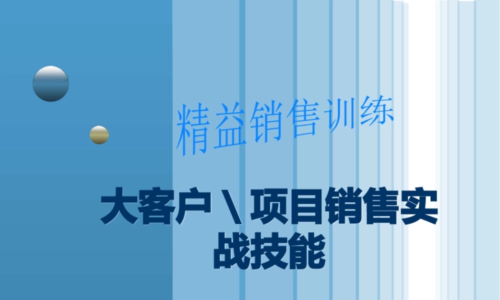 大客户项目销售实战技能