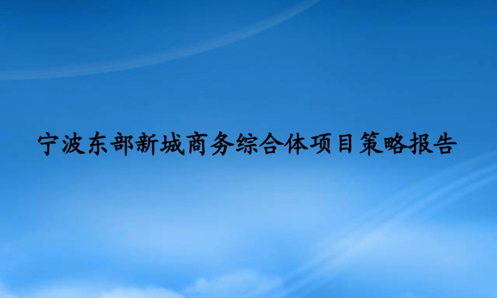 宁波东部新城商务综合体项目策略报告_71PPT